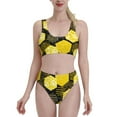 thumbnail image 1 of Daiia Geometric Pattern with Bee printed 2 piece Swimsuit Bikinis for Women High Waisted Racerback Bathing Suits Summer Tummy Control Scoop Neck Swimwear-Large, 1 of 8
