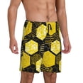 thumbnail image 1 of Daiia Geometric Pattern with Bee Mens Woven Stretch Pajama Short,Short Pajama Pants-Small, 1 of 9