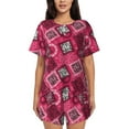 thumbnail image 1 of Daiia Geometry Pattern Womens Pajama Sets Short Sleeve Pajamas for Women Sets Soft Lounge Sets Casual Round Neck Sleepwear PJS-4X-Large, 1 of 7