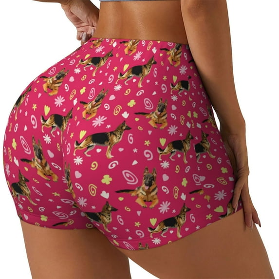 Daiia German Shepherd Dog Pattern Women's Workout Shorts Biker Shorts - High Waisted Workout Spandex Tummy Control Gym Running Yoga Shorts-XX-Large