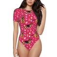 thumbnail image 1 of Daiia German Shepherd Dog print Women's Crew Neck Short Sleeve Bodysuit Fashion Tops Fit Casual Basic Extender Bodysuit-X-Large, 1 of 9