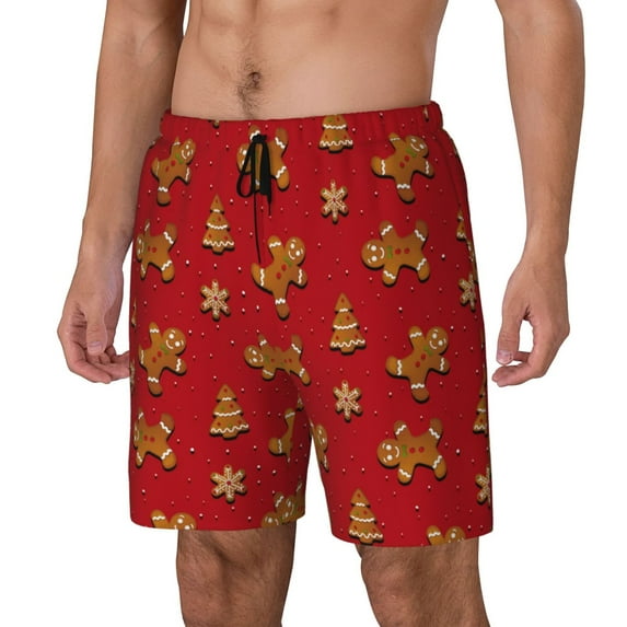 Daiia Gingerbread Man Mens Swim Trunks Swim Shorts Quick Dry Swim Shorts with Mesh Lining Pockets-X-Large
