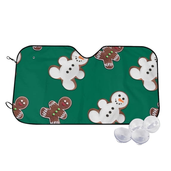 Daiia Gingerbread Snowman Cookies Windshield Sun Shade for Car SUV Truck (Medium ), Car Sun Shade Windshield, Car Shades for Front Windows, Sunshade for Car Windshield