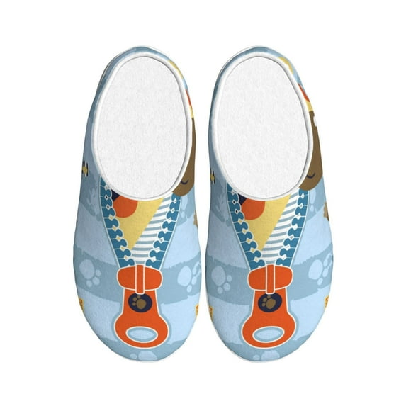 Daiia Giraffe Come Out From Zipper Print Women’s Fuzzy Slippers Memory Foam Lightweight House Shoes Cozy Loafer Flannel House Shoes-42/43