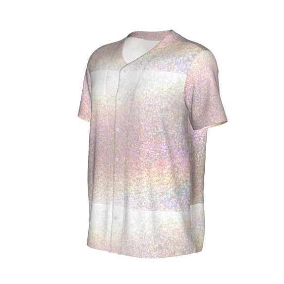 Daiia Glitter Light Pearl Mens Baseball Jersey Button Down Shirts Short Sleeve Sports Uniforms-Small
