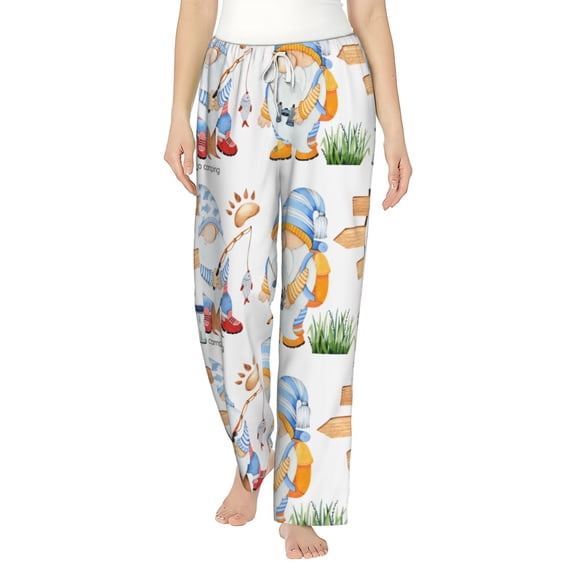 Daiia Gnome Camping Women's Sleep Pant with Pockets and Drawstring,Pajama Pants-Small