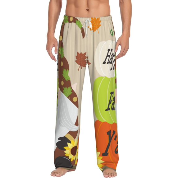 Daiia Gnome Happy Fall Men's Sleep Pant with Pockets and Drawstring,Pajama Pants-X-Large
