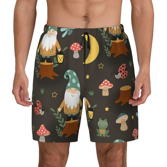 Daiia Gnome Insect Frog Mens Swim Trunks Swim Shorts Quick Dry Swim Shorts with Mesh Lining Pockets-Medium