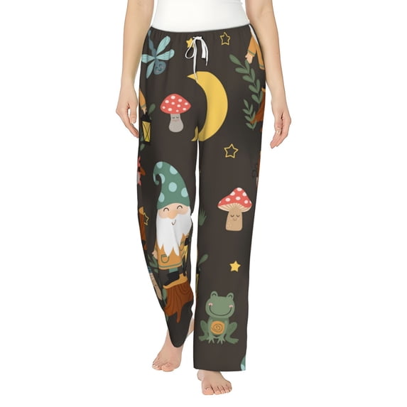 Daiia Gnome Insect Frog Women's Sleep Pant with Pockets and Drawstring,Pajama Pants-Medium
