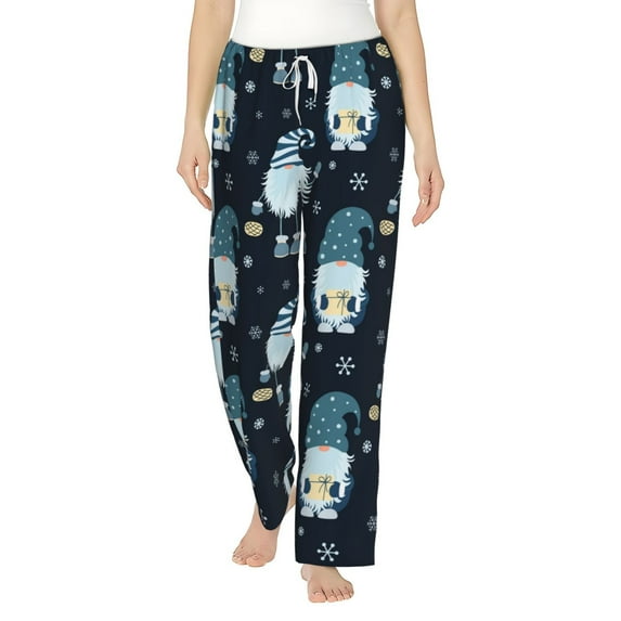 Daiia Gnome and Snowflakes Women's Sleep Pant with Pockets and Drawstring,Pajama Pants-Medium