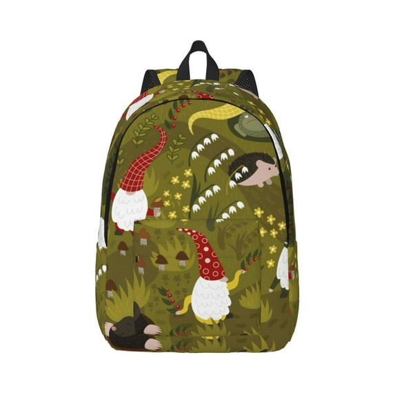 Daiia Gnomes Playing in the Garden Vintage Canvas Backpack for Men and Women ,Hiking Backpack,Travel Laptop Bag for School,Large Capacity Backpack