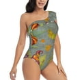 thumbnail image 1 of Daiia Gnomes With Pumpkins Women's One Piece Swimsuits Personalized One Shoulder Swimwear Asymmetric Ruffle Bathing Suits-Large, 1 of 8