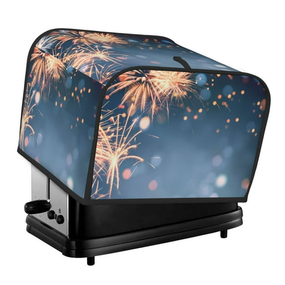 Daiia Gold And Blue Fireworks Pattern 4 slice Toaster Cover, Toaster Appliance Dust-proof Cover For Kitchen Small Appliance Dust Cover and Fingerprint Protection