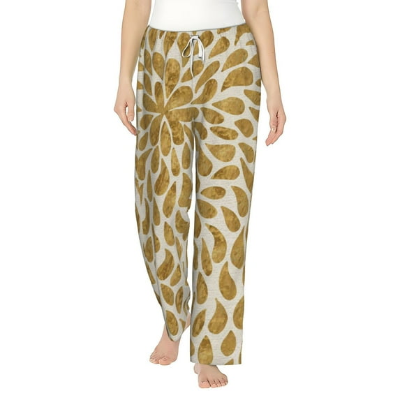 Daiia Gold Drops Women's Sleep Pant with Pockets and Drawstring,Pajama Pants-Small