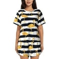 thumbnail image 1 of Daiia Gold Flamingo Pattern Womens Pajama Sets Short Sleeve Pajamas for Women Sets Soft Lounge Sets Casual Round Neck Sleepwear PJS-XX-Large, 1 of 7