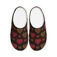 thumbnail image 1 of Daiia Gold Glitter Heart Print Women’s Fuzzy Slippers Memory Foam Lightweight House Shoes Cozy Loafer Flannel House Shoes-40/41, 1 of 7