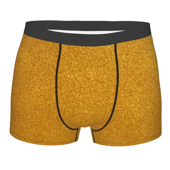 Daiia Gold Glitter Men's Underwear Boxer Briefs, Cotton Stretch Moisture-Wicking Underwear-XX-Large