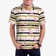 thumbnail image 1 of Daiia Gold Glittering Hearts and Flamingos Pattern Men’s Polo Shirts,Solid Deck Shirt,Classic Fit, Breathable Cotton Polo for Casual and Sport Wear-Small, 1 of 9