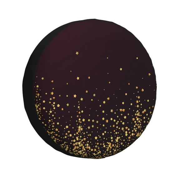 Daiia Gold stars luxury sparkling Pattern Tire Covers , Travel Trailer Camper Truck SUV Motorhome Waterproof Wheel Cover, Sun Rain Snow Protector-14 inch