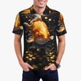 thumbnail image 1 of Daiia Golden Koi And Treasure Pattern Men’s Polo Shirts,Solid Deck Shirt,Classic Fit, Breathable Cotton Polo for Casual and Sport Wear-Small, 1 of 7