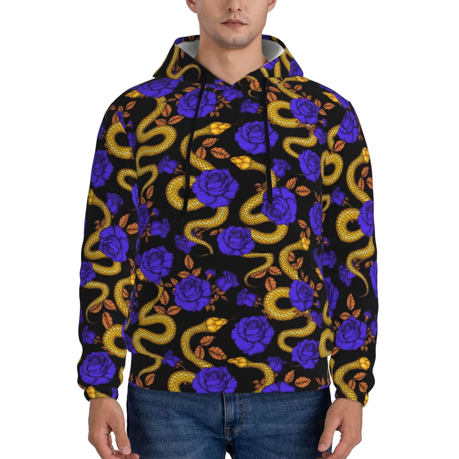 Red Doodle Rose Floral Men's Sweatshirt
