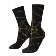 thumbnail image 1 of Daiia Golden Spider Web Print Crew Socks – Soft Breathable Long Socks for Men & Women, Moisture-Wicking & Comfortable Daily Wear Socks, One-Size Fits Most (US 5-11), 1 of 6