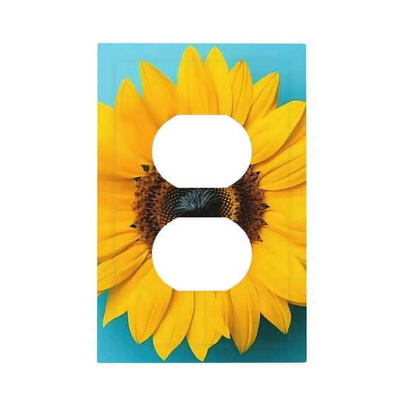 Daiia Golden Sunflower in Blue Pattern Decorator Wall Plate Child Safe Outlet Cover, Switch and Outlet Covers,Size 1-Gang 5.0" x3.0" , Polycarbonate Thermoplastic-Style S