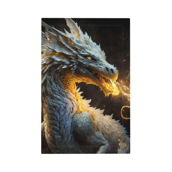 Daiia Golden White Fire Dragon Pattern Decorator Wall Plate Child Safe Outlet Cover, Switch and Outlet Covers,Size 1-Gang 5.0" x3.0" , Polycarbonate Thermoplastic-Style V