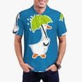 thumbnail image 1 of Daiia Goose Holding an Umbrella Pattern Men’s Polo Shirts,Solid Deck Shirt,Classic Fit, Breathable Cotton Polo for Casual and Sport Wear-X-Large, 1 of 7