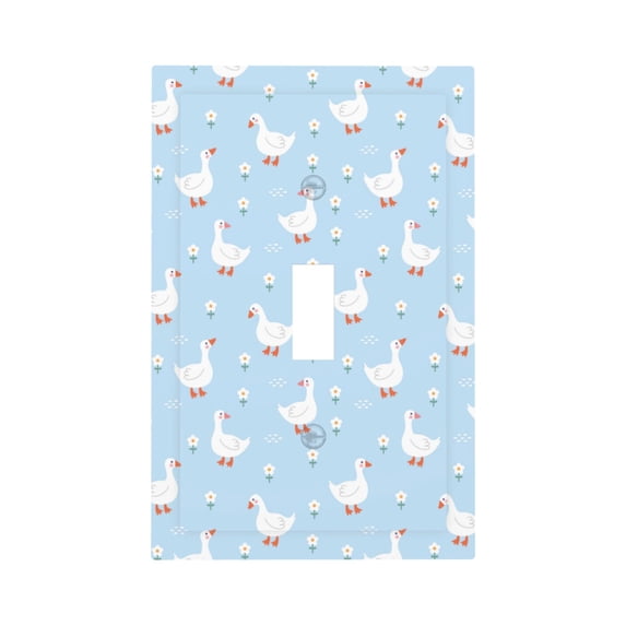 Daiia Goose White Flowers Pattern Decorator Wall Plate Child Safe Outlet Cover, Switch and Outlet Covers,Size 1-Gang 5.0" x3.0" , Polycarbonate Thermoplastic-Style T