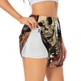 thumbnail image 1 of Daiia Gothic Eastern Floral Skull Pattern Women's 2 in 1 Running Shorts - Lightweight Athletic Workout Gym Yoga Shorts Liner with Phone Pockets-XX-Large, 1 of 7