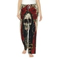 thumbnail image 1 of Daiia Gothic Skull With Roses Women's Sleep Pant with Pockets and Drawstring,Pajama Pants-X-Large, 1 of 9