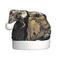 Daiia Graceful Snow Leopard Print Christmas Knitted Beanie Hat, Large