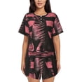 thumbnail image 1 of Daiia Graphic Seal On Stripes Pattern Womens Pajama Sets Short Sleeve Pajamas for Women Sets Soft Lounge Sets Casual Round Neck Sleepwear PJS-X-Large, 1 of 7