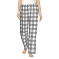 thumbnail image 1 of Daiia Gray Checkboard Women's Sleep Pant with Pockets and Drawstring,Pajama Pants-Small, 1 of 9