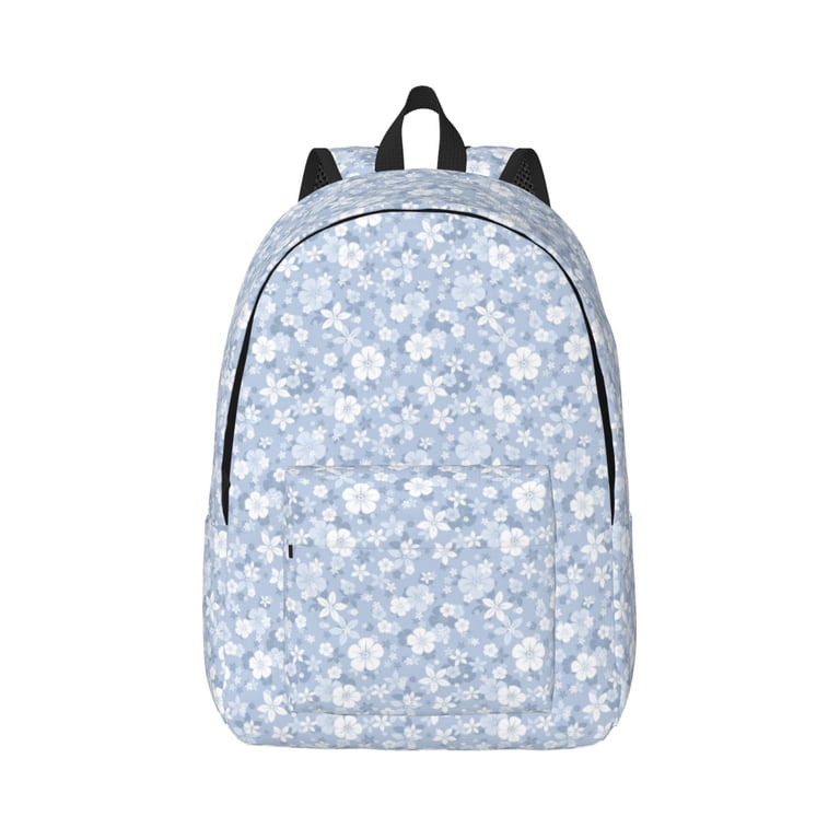 Daiia Gray White Floral Vintage Canvas Backpack for Men and  display picture 3