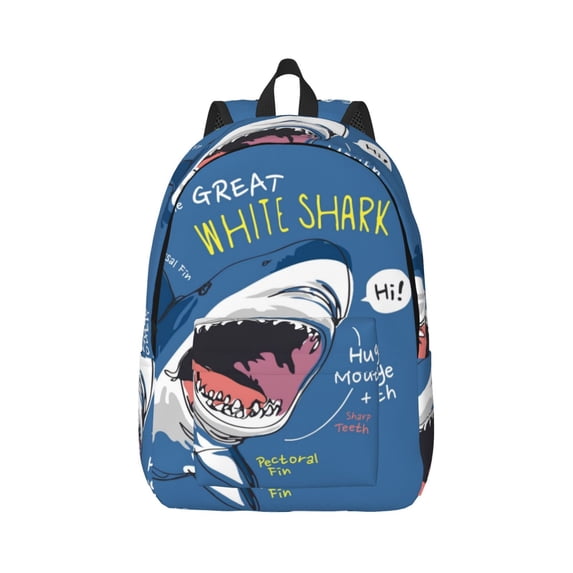 Daiia Great White Shark Vintage Canvas Backpack for Men and Women ,Hiking Backpack,Travel Laptop Bag for School,Large Capacity Backpack