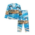 thumbnail image 1 of Daiia Greek Island Windmills Painting for Women's Long-Sleeved Pajama Set – Soft & Comfortable Sleepwear Button-Up Pajamas Cozy Lounge Wear-X-Large, 1 of 7