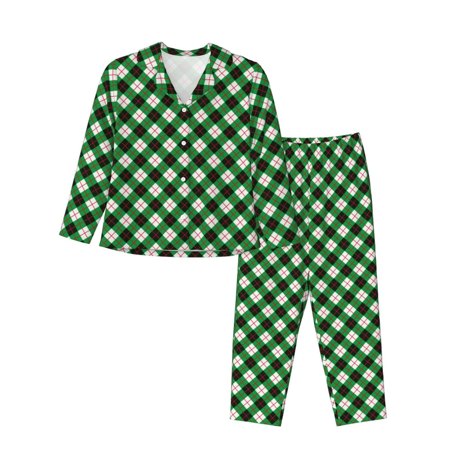 Plaid Long Pyjamas - Green main image 1