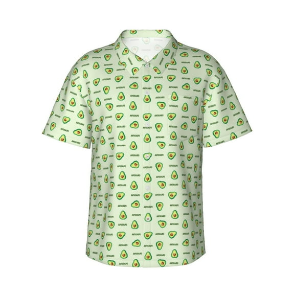 Daiia Green Avocado Hawaiian Shirt for Men Gentle Cotton Regular Short Sleeve Casual-3X-Large