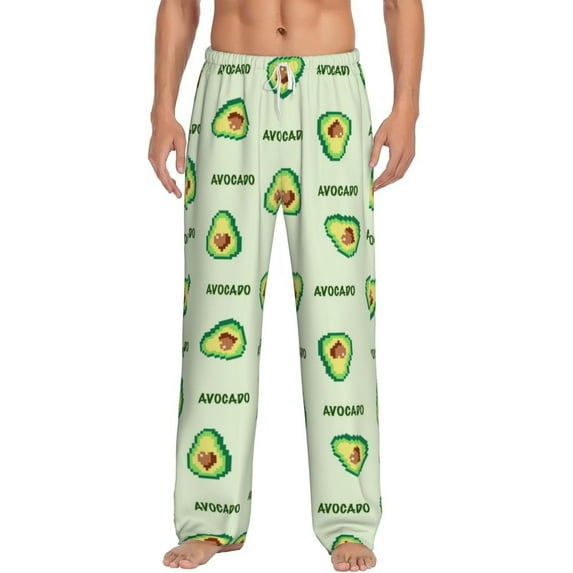 Daiia Green Avocado Men's Sleep Pant with Pockets and Drawstring,Pajama Pants-Large