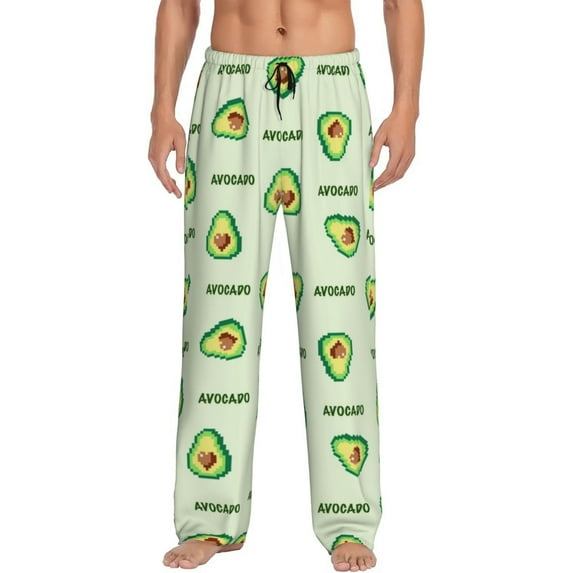 Daiia Green Avocado Men's Sleep Pant with Pockets and Drawstring,Pajama Pants-Medium