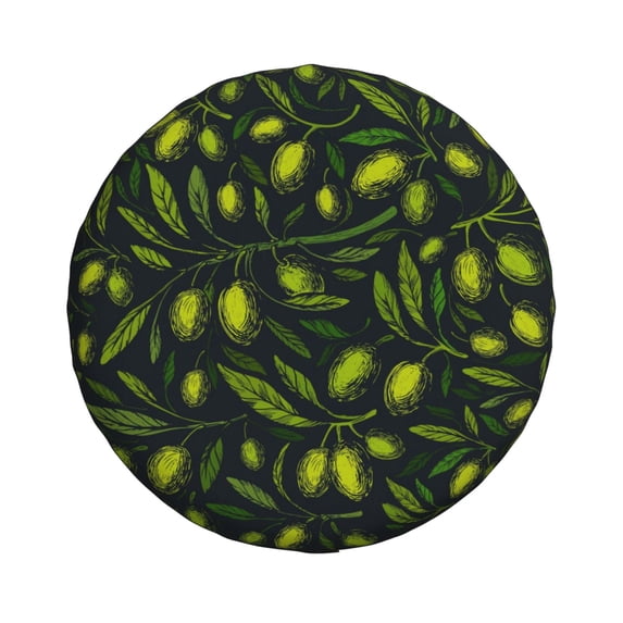 Daiia Green Branch Olive Tire Covers , Travel Trailer Camper Truck SUV Motorhome Waterproof Wheel Cover, Sun Rain Snow Protector-17 inch