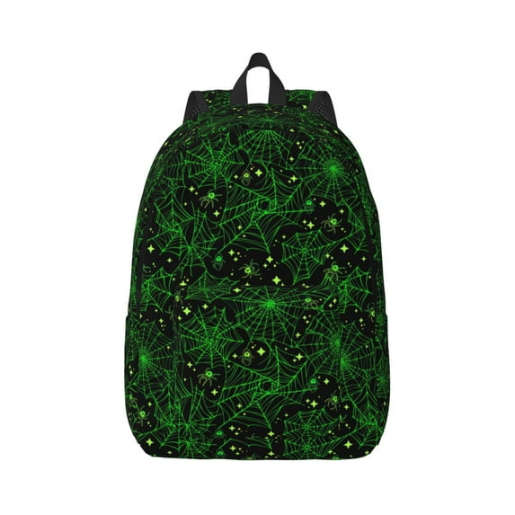 Daiia Green Bright Web with Spiders Vintage Canvas Backpack for Men and Women ,Hiking Backpack,Travel Laptop Bag for School,Large Capacity Backpack