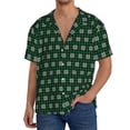 thumbnail image 1 of Daiia Green Buffalo Plaid Merry Christmas Men's Linen Shirts Short Sleeve Casual Shirts Button Down Shirt for Men Beach Summer Wedding Shirt-3X-Large, 1 of 6