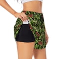 thumbnail image 1 of Daiia Green Cacti And Red Chili Pattern Women's 2 in 1 Running Shorts - Lightweight Athletic Workout Gym Yoga Shorts Liner with Phone Pockets-Large, 1 of 7