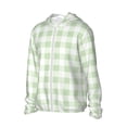 thumbnail image 1 of Daiia Green Checkboard UPF 50+ Sun Protection Hoodie Jacket Lightweight Long Sleeve Sun Shirt for Women Men with Pocket Hiking Outdoor-XX-Large, 1 of 7