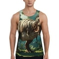 thumbnail image 1 of Daiia Green Forest Dinosaur Printed Men's Quick Dry Fit Muscle Tank Top Slim-Fit Tank Workout Tank Top Lightweight Sports Tank Top-X-Large, 1 of 7