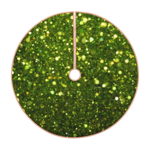 Daiia Green Glitter Sparkle Drawing Merry Christmas Tree Skirt , Xmas Large Lace-up Tree Skirt, Santa Snowflakes Rustic Home Decorations New Year Party Farmhouse Decor-48"