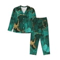 thumbnail image 1 of Daiia Green Gold Glitter for Women's Long-Sleeved Pajama Set – Soft & Comfortable Sleepwear Button-Up Pajamas Cozy Lounge Wear-Small, 1 of 7
